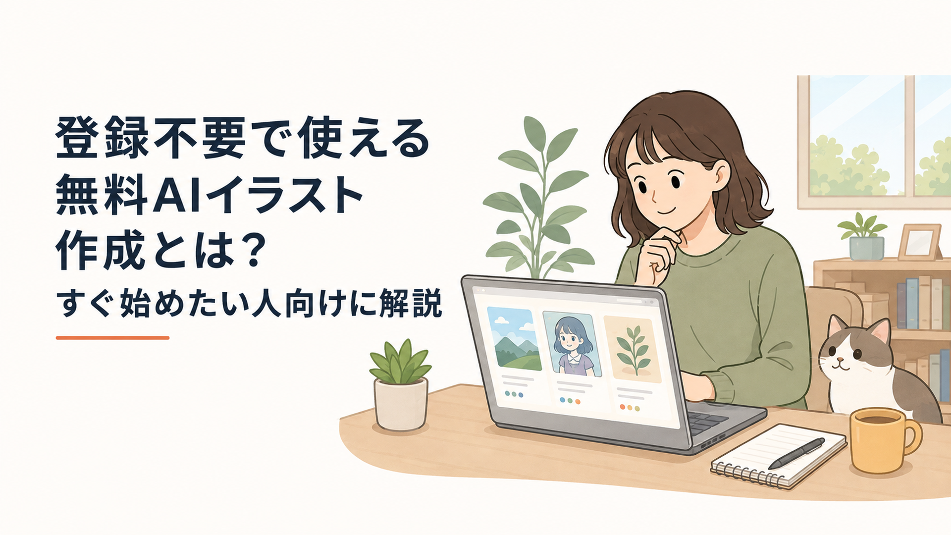 登録不要で使える3つの無料AIイラスト作成サービスをノートパソコンで比較する人物