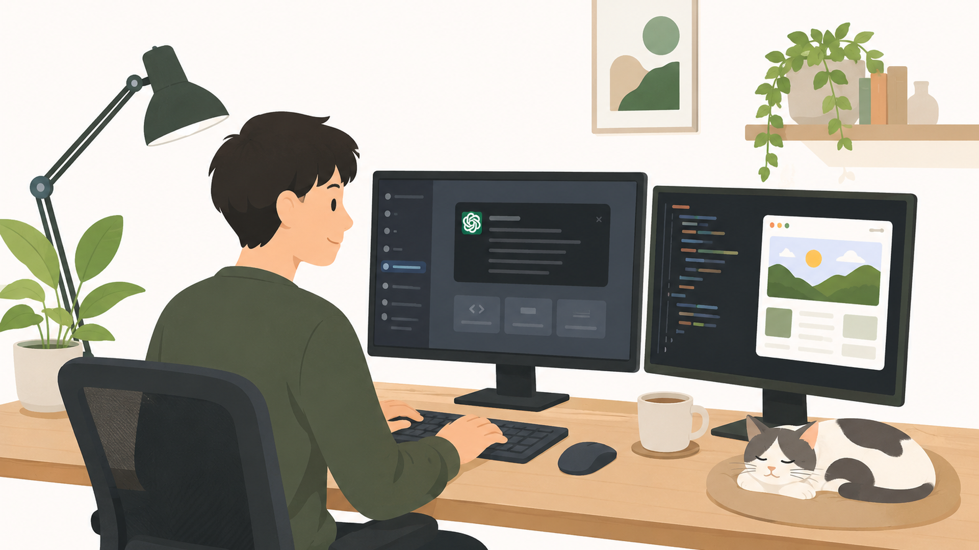 ChatGPTデスクトップからCodexを開き小さなWebアプリを作っている画面