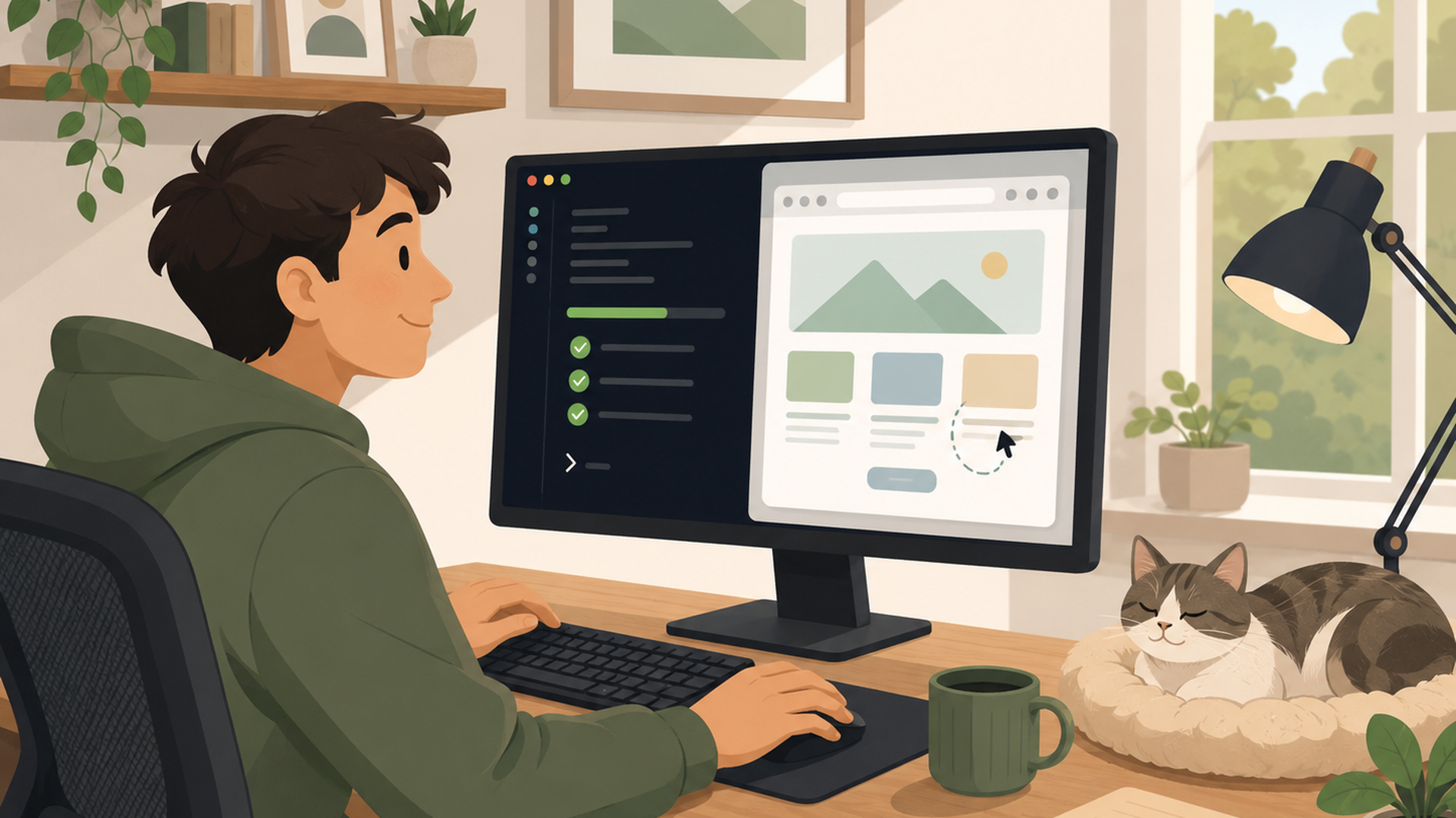 パソコンのターミナルでBrowser4を導入し小さなWeb操作を試す人物