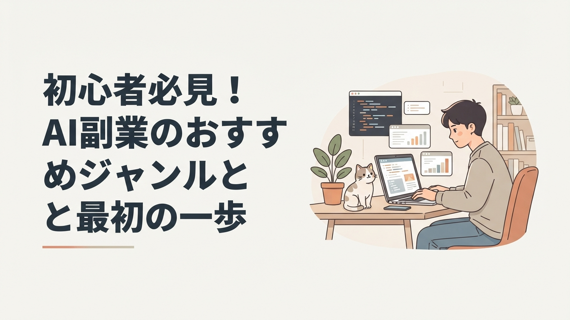 ノートパソコンに向かって真剣にAI副業に取り組む大学生の様子