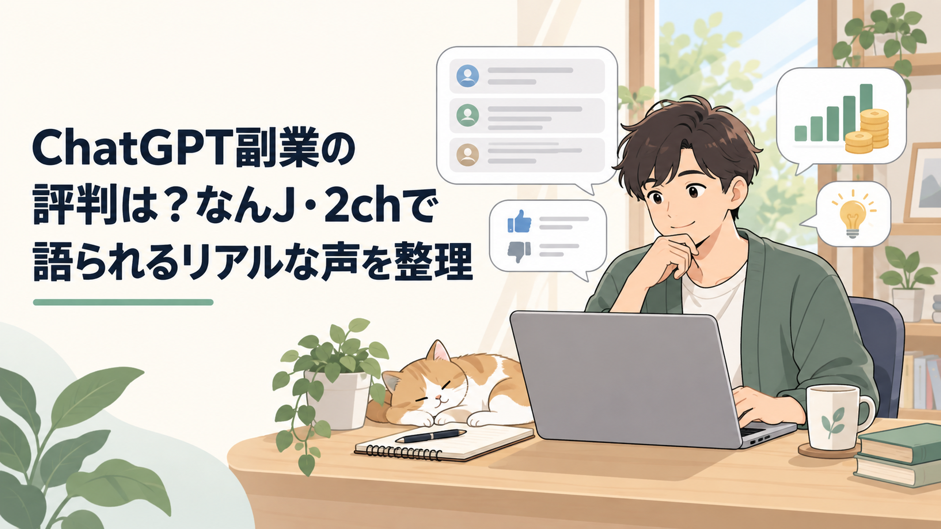 ChatGPT副業についてなんJや2ch系掲示板の評判と収益情報をパソコンで調べている人物